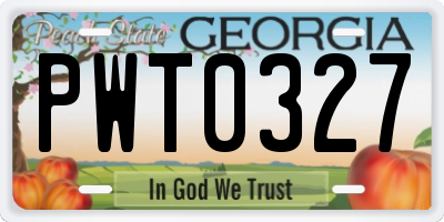 GA license plate PWT0327