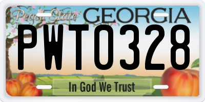 GA license plate PWT0328