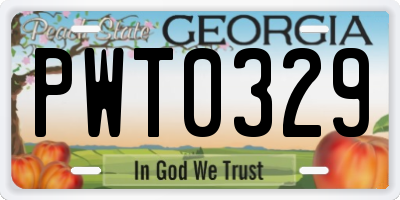GA license plate PWT0329