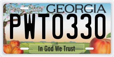GA license plate PWT0330