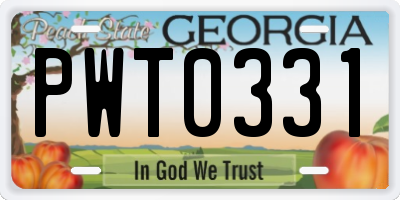 GA license plate PWT0331
