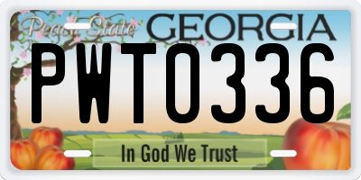 GA license plate PWT0336
