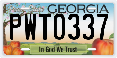 GA license plate PWT0337