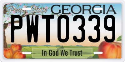 GA license plate PWT0339