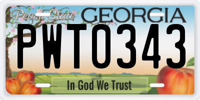 GA license plate PWT0343