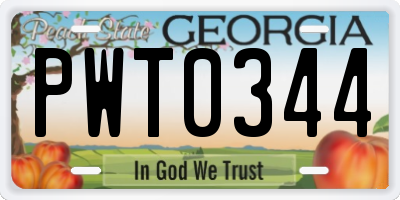 GA license plate PWT0344