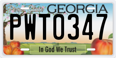 GA license plate PWT0347