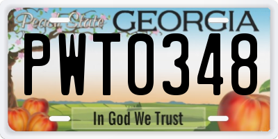 GA license plate PWT0348