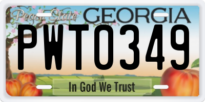 GA license plate PWT0349