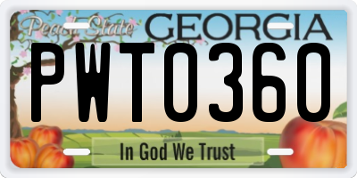 GA license plate PWT0360