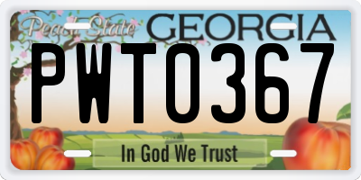 GA license plate PWT0367