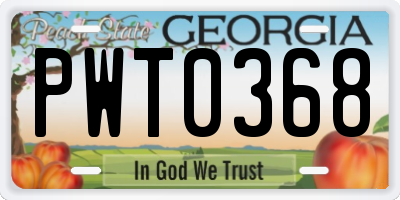 GA license plate PWT0368
