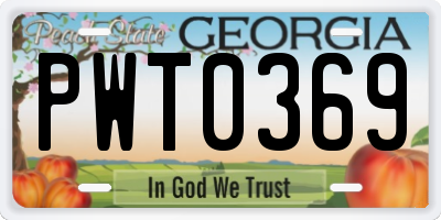 GA license plate PWT0369