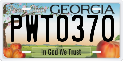 GA license plate PWT0370