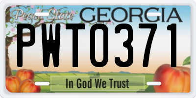GA license plate PWT0371