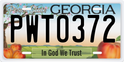GA license plate PWT0372