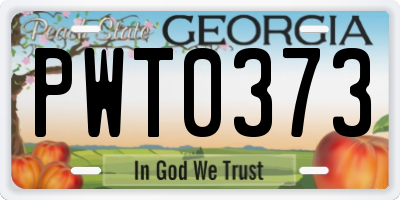 GA license plate PWT0373