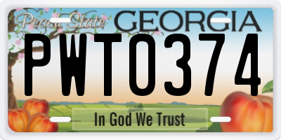 GA license plate PWT0374