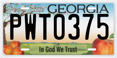 GA license plate PWT0375