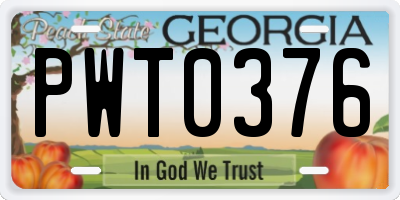 GA license plate PWT0376