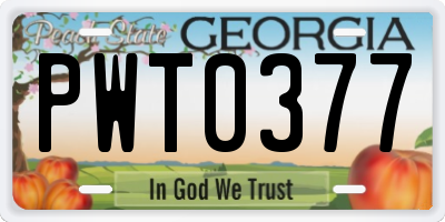 GA license plate PWT0377