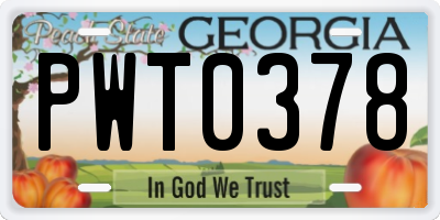 GA license plate PWT0378