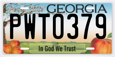 GA license plate PWT0379