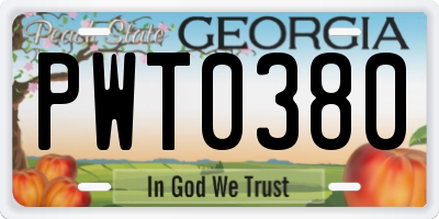 GA license plate PWT0380