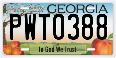 GA license plate PWT0388