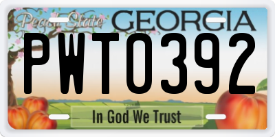 GA license plate PWT0392