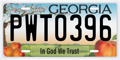GA license plate PWT0396