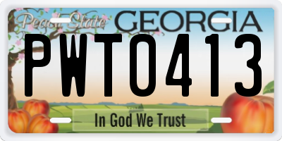 GA license plate PWT0413