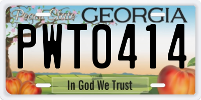 GA license plate PWT0414