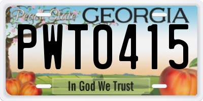 GA license plate PWT0415