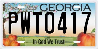 GA license plate PWT0417