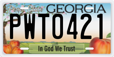 GA license plate PWT0421