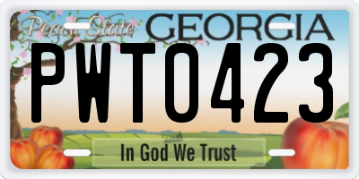 GA license plate PWT0423