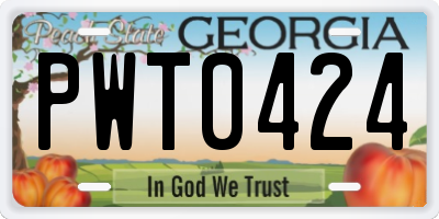 GA license plate PWT0424
