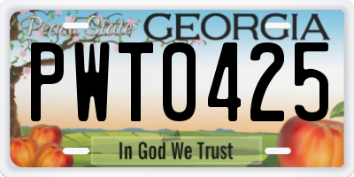 GA license plate PWT0425