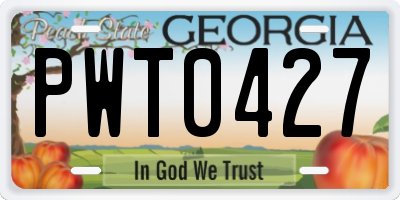 GA license plate PWT0427