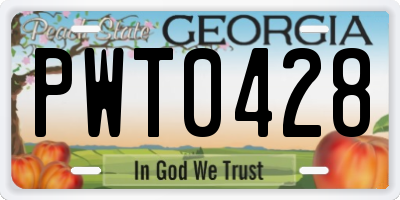 GA license plate PWT0428