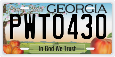 GA license plate PWT0430