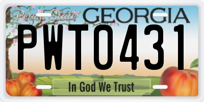 GA license plate PWT0431