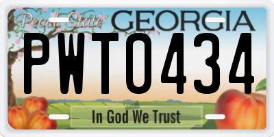 GA license plate PWT0434