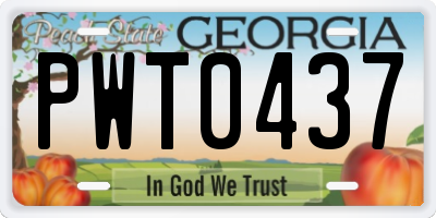 GA license plate PWT0437