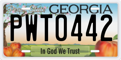 GA license plate PWT0442