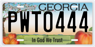 GA license plate PWT0444