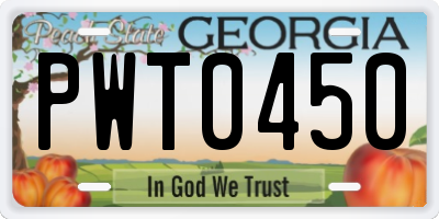 GA license plate PWT0450