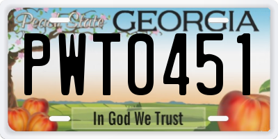 GA license plate PWT0451
