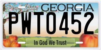 GA license plate PWT0452